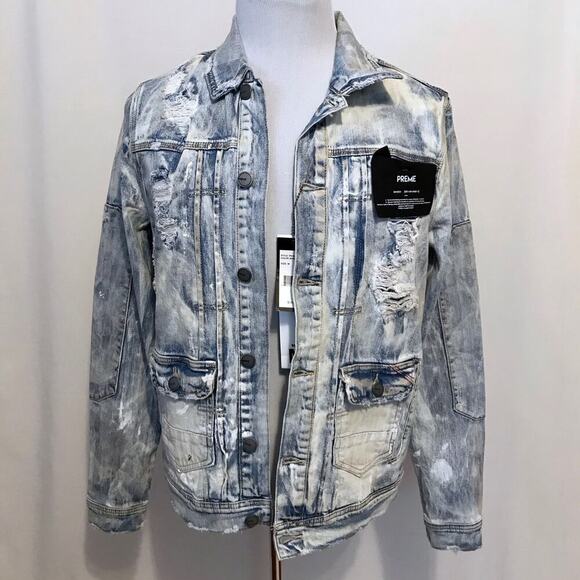 Preme NWT Light Stone Wash Jean Jacket Men M - Picture 13 of 16
